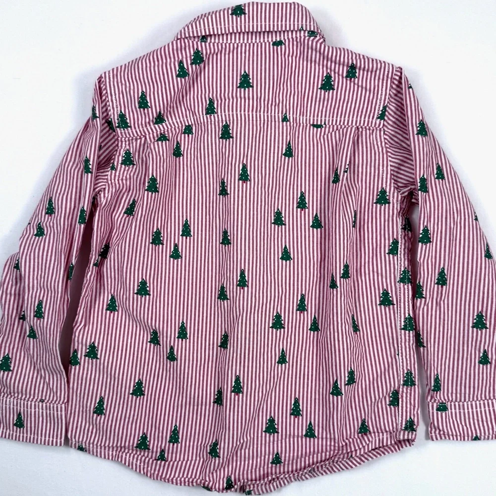 THE CHILDREN'S PLACE Toddler Boys' Christmas Tree Poplin Button‎ Down Shirt 3T
